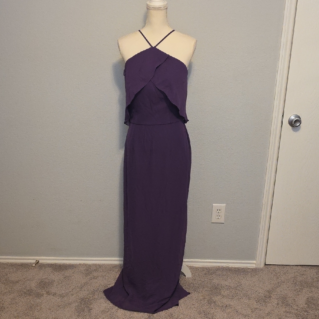 Purple Halter Sleeveless Gown For Prom